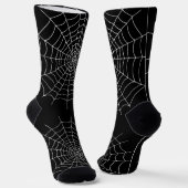 Halloween Spooky Spider Web Zwart en Wit Sokken (Gebogen)