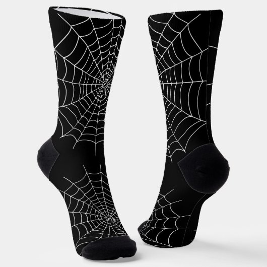 Halloween Spooky Spider Web Zwart en Wit Sokken (Gebogen)