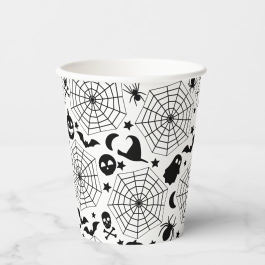 Halloween Spooky Spiderwebs Papieren Bekers (Voorkant)
