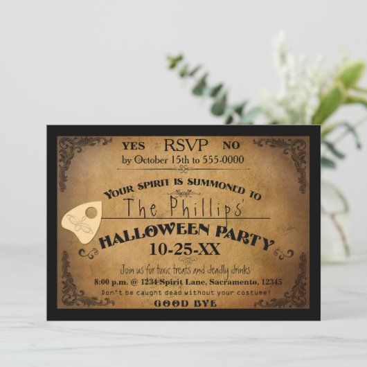 Halloween Spooky Spirit Board Party Uitnodiging (Staand voorkant)