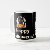 Halloween spooky spirit with adorable black cat koffiemok (Voorkant links)