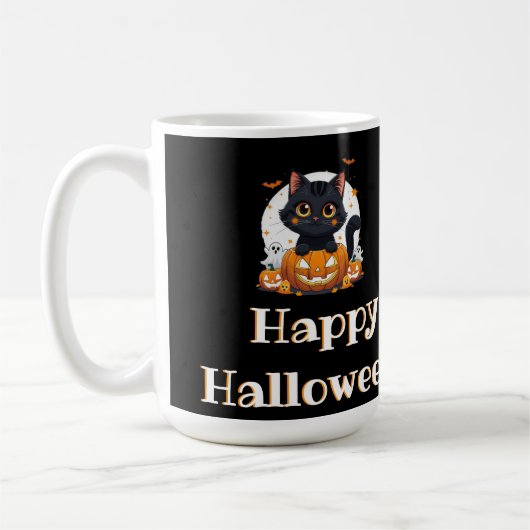 Halloween spooky spirit with adorable black cat koffiemok (Links)