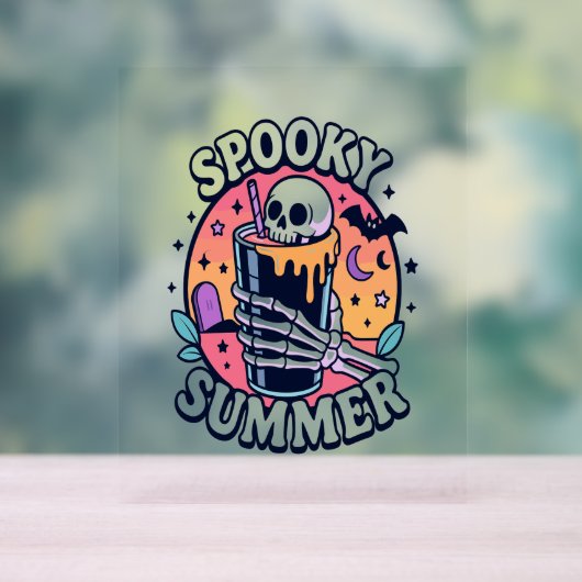 Halloween Spooky Summer Skeleton Drink Acryl Bord (Neutraal)