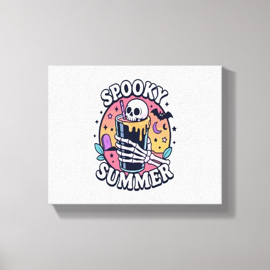 Halloween Spooky Summer Skeleton Drink Canvas Afdruk (Voorkant)