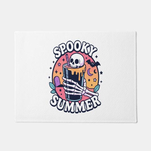 Halloween Spooky Summer Skeleton Drink Deurmat (Voorkant)