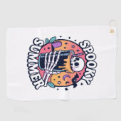 Halloween Spooky Summer Skeleton Drink Golfhanddoek (Horizontaal)