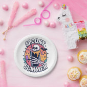 Halloween Spooky Summer Skeleton Drink Papieren Bordje (Feest)