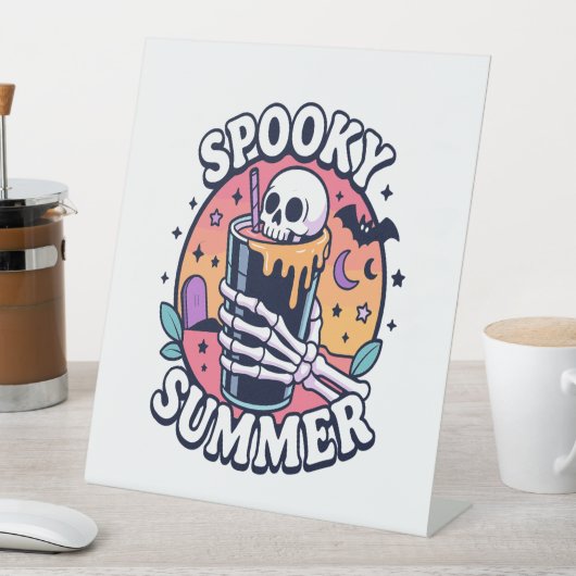 Halloween Spooky Summer Skeleton Drink Reclamebord Met Voetstuk (Insitu)