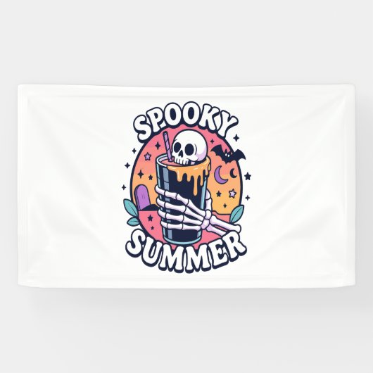Halloween Spooky Summer Skeleton Drink Spandoek (Horizontaal)