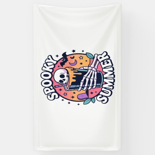 Halloween Spooky Summer Skeleton Drink Spandoek (Verticaal)