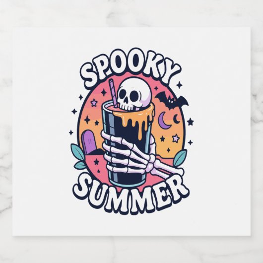 Halloween Spooky Summer Skeleton Drink Sparkling Wijnetiket (Enkel label)