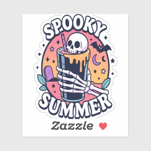 Halloween Spooky Summer Skeleton Drink Sticker (Vel)