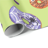Halloween Spooky Sweet Spider Monster Donut Groen Cadeaupapier (Rol Hoek)