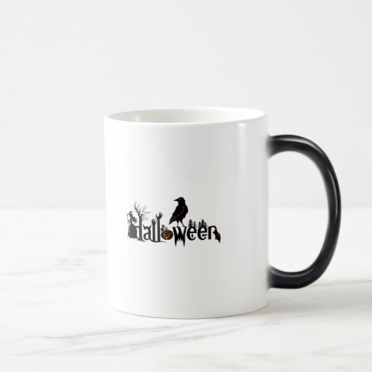 Halloween Spooky Symbolen & Black Halloween Crow Magische Mok (Rechts)