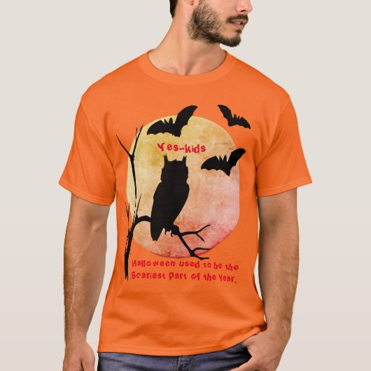 Halloween Spooky Thoughts - Bats Moon Owl T-shirt (Voorkant)