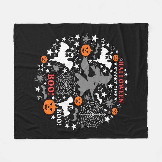 Halloween Spooky Time Fleece Deken (Voorkant (Horizontaal))