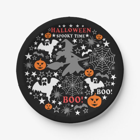 Halloween Spooky Time Papieren Bordje (Voorkant)