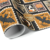 Halloween Spooky Time Postzegels Ghosts Bat Cat Cadeaupapier (Rol Hoek)