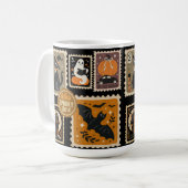 Halloween Spooky Time Postzegels Ghosts Bat Cat Koffiemok (Voorkant links)