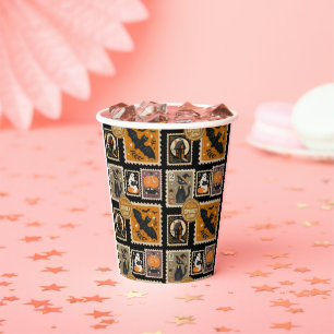 Halloween Spooky Time Postzegels Ghosts Bat Cat Papieren Bekers