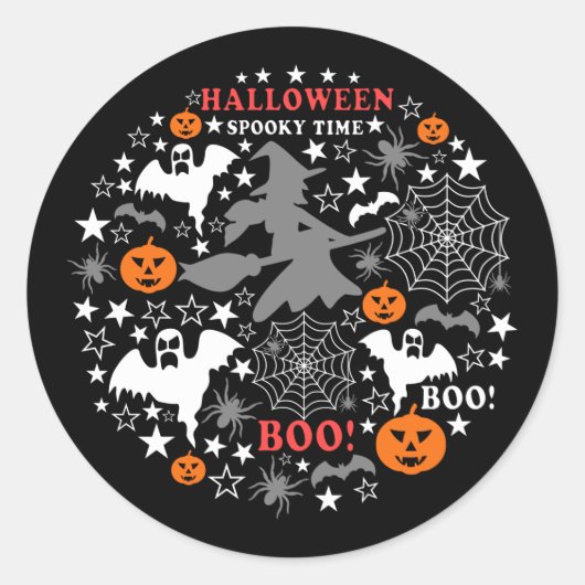 Halloween Spooky Time Ronde Sticker (Voorkant)