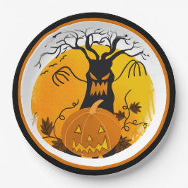 Halloween Spooky Tree Jack o'Lantern Papieren Bordje