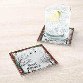 Halloween Spooky Tree Spiers Hanging Herfst Foliag Glazen Onderzetter (Schuin)