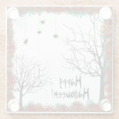 Halloween Spooky Tree Spiers Hanging Herfst Foliag Glazen Onderzetter (Achterkant)