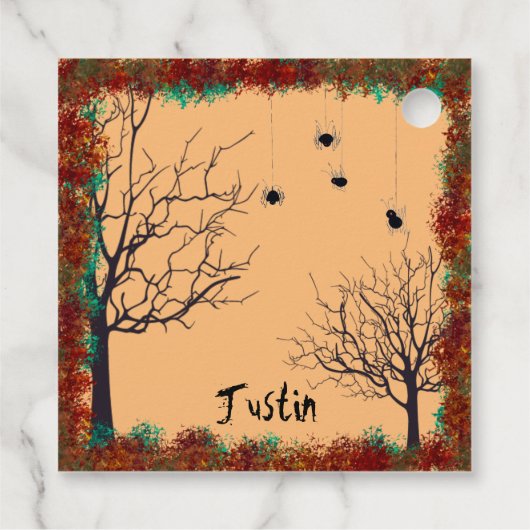 Halloween Spooky Treeit Spiers Hanging Personalize Bedankjes Labels (Achterkant)