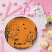 Halloween Spooky Trees Spiders Herfst Foliage Papieren Bordje (Feest)