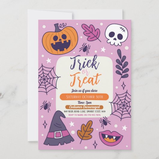Halloween Spooky Trick or treat Party Pumpkins Kaart (Voorkant)
