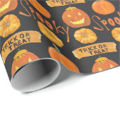 Halloween Spooky Trick or treat Pumpkin Cadeaupapier (Rol Hoek)