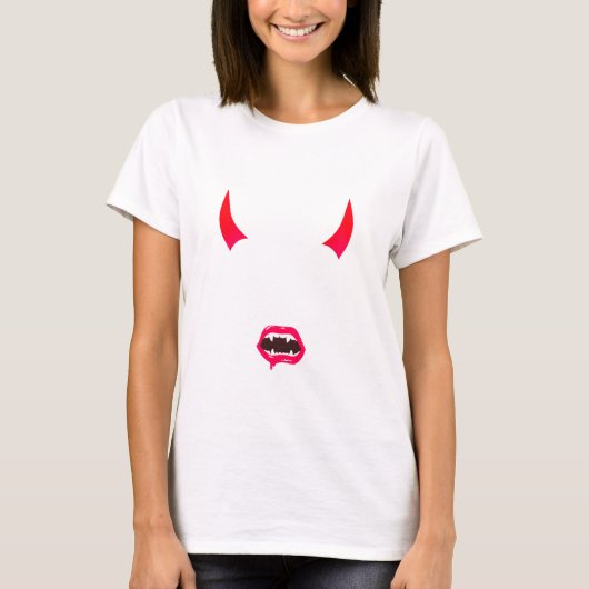 Halloween Spooky Vampier Creepy Zombie Horns T-shirt (Voorkant)