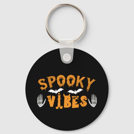 Halloween Spooky Vibes Birthday Sleutelhanger (Voorkant)