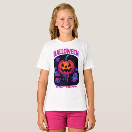 Halloween Spooky Vibes Retro Kleding Unieke Unisex T-shirt (Voorkant volledig)