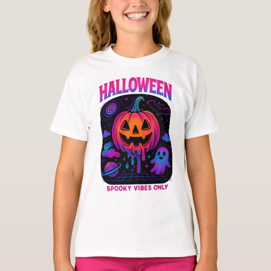 Halloween Spooky Vibes Retro Kleding Unieke Unisex T-shirt (Voorkant)