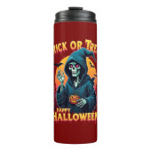 Halloween Spooky Vibes: Trick or Treat Skeleton Thermosbeker (Voorkant)