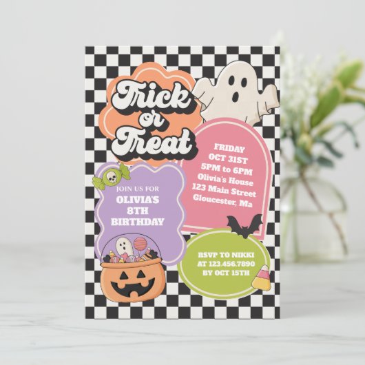 Halloween Spooky Vibes verjaardagsuitnodiging Kaart (Staand voorkant)