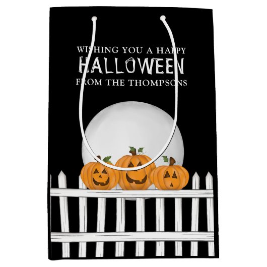 Halloween Spooky Whimsical Pumpkin Jack O Lantern Medium Cadeauzakje (Voorkant)