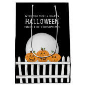 Halloween Spooky Whimsical Pumpkin Jack O Lantern Medium Cadeauzakje (Achterkant)
