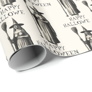 Halloween Spooky Witch bij volle maan Cadeaupapier