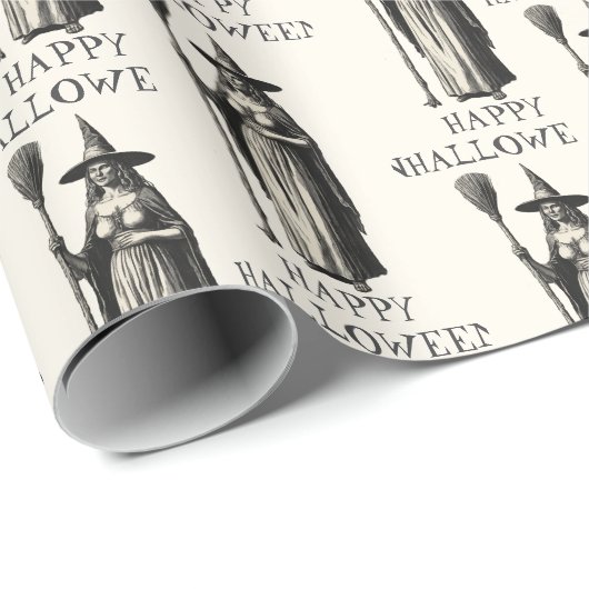 Halloween Spooky Witch bij volle maan Cadeaupapier (Rol Hoek)