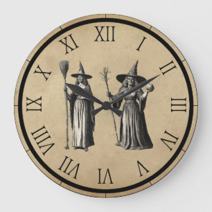 Halloween Spooky Witch bij volle maan Grote Klok