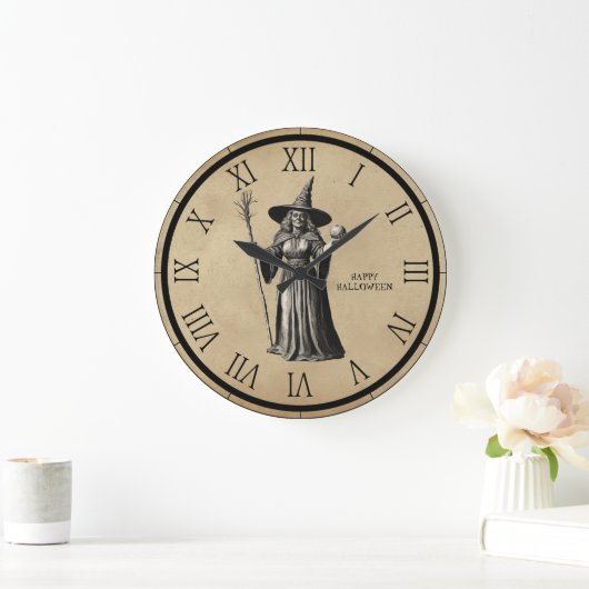 Halloween Spooky Witch bij volle maan Grote Klok (Huis)
