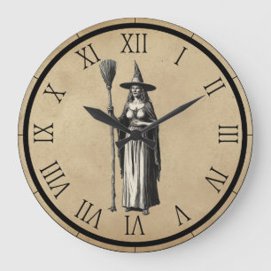 Halloween Spooky Witch bij volle maan Grote Klok