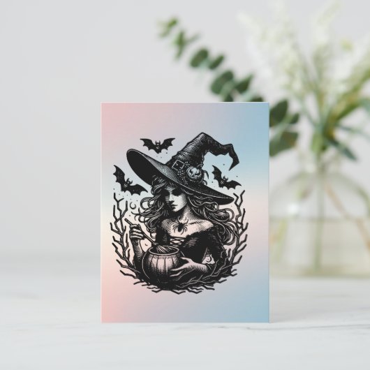 Halloween Spooky Witch Briefkaart (Staand voorkant)