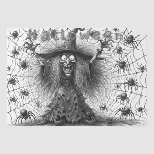 Halloween Spooky Witch Cartoon Tissuepapier (Voorkant)