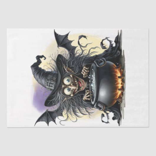 Halloween Spooky Witch Cartoon Tissuepapier (Voorkant)