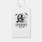 Halloween Spooky Witch Design - Vliegen op Bezem Cadeaulabel (Voorkant)