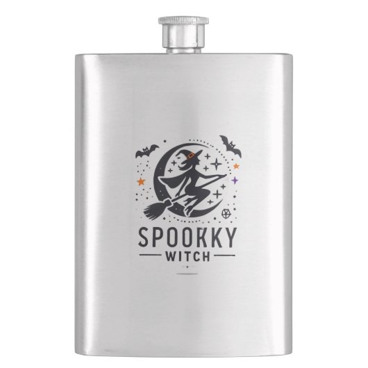 Halloween Spooky Witch Design - Vliegen op Bezem Flacon (Voorkant)